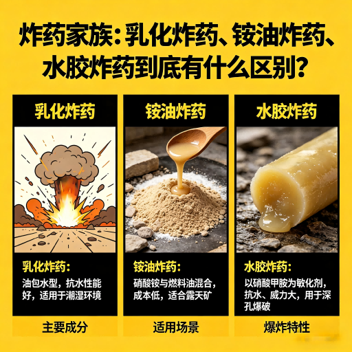 铁西炸药家族：乳化炸药、铵油炸药、水胶炸药到底有什么区别？